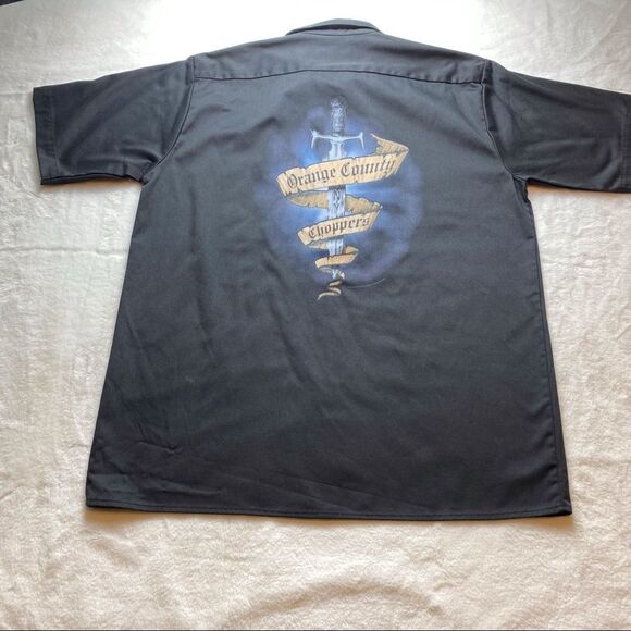 Orange County Chopper Black Short Sleeve Button Down Shirt Size Large - Picture 2 of 10